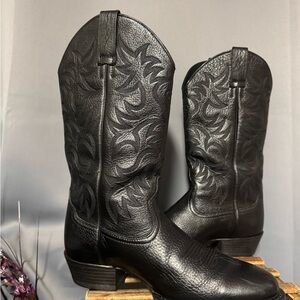 Ariat Black Embossed Leather Western Boots